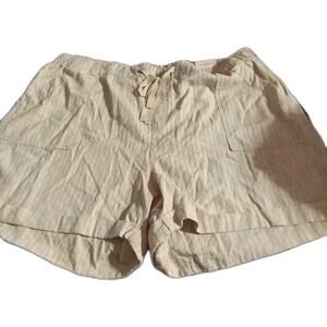 Lane Bryant NWT Linen Blend Shorts Sz.18/20 Beige Pinstripe Minimalist Capsule